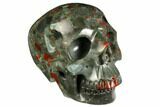 Realistic, Polished Bloodstone (Heliotrope) Skull #151198-2